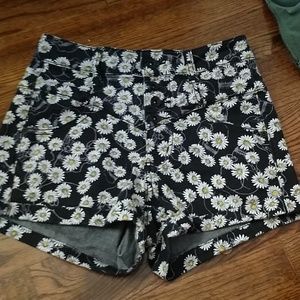 HT High Waisted Daisy & Skull Denim Shorts